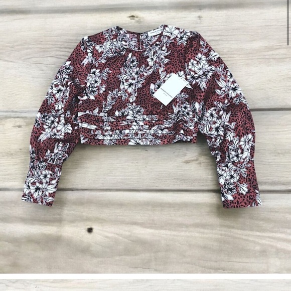 NWT Amanda Uprichard Simara Crop Blouse Size S - Long Sleeve Double Keyhole Neck - Picture 8 of 8